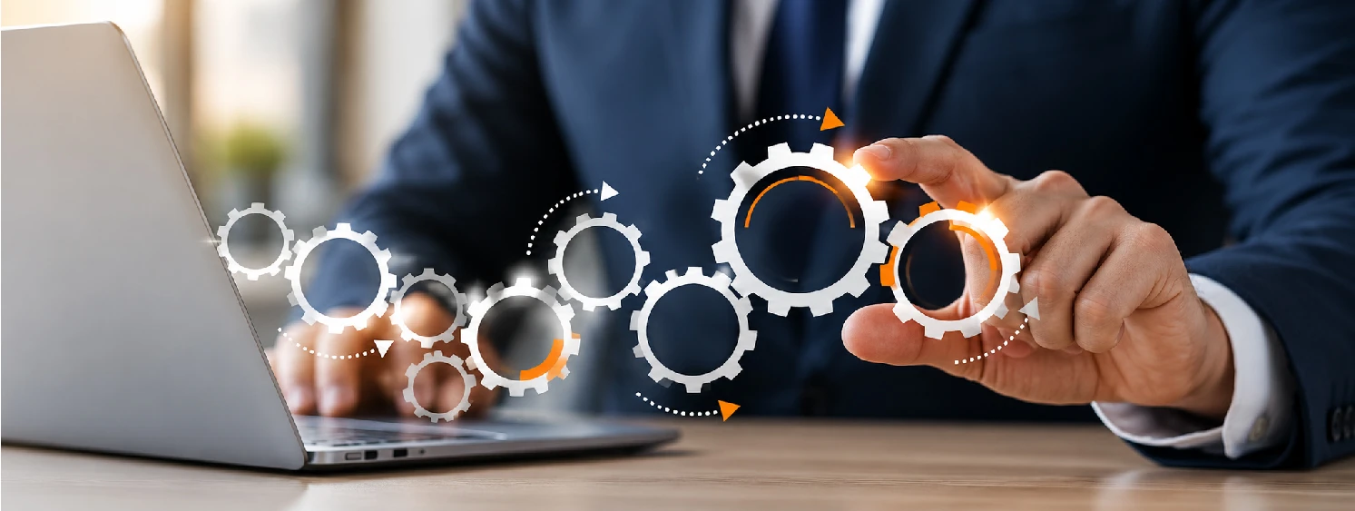 Consultant reviewing operating workflows and process performance
