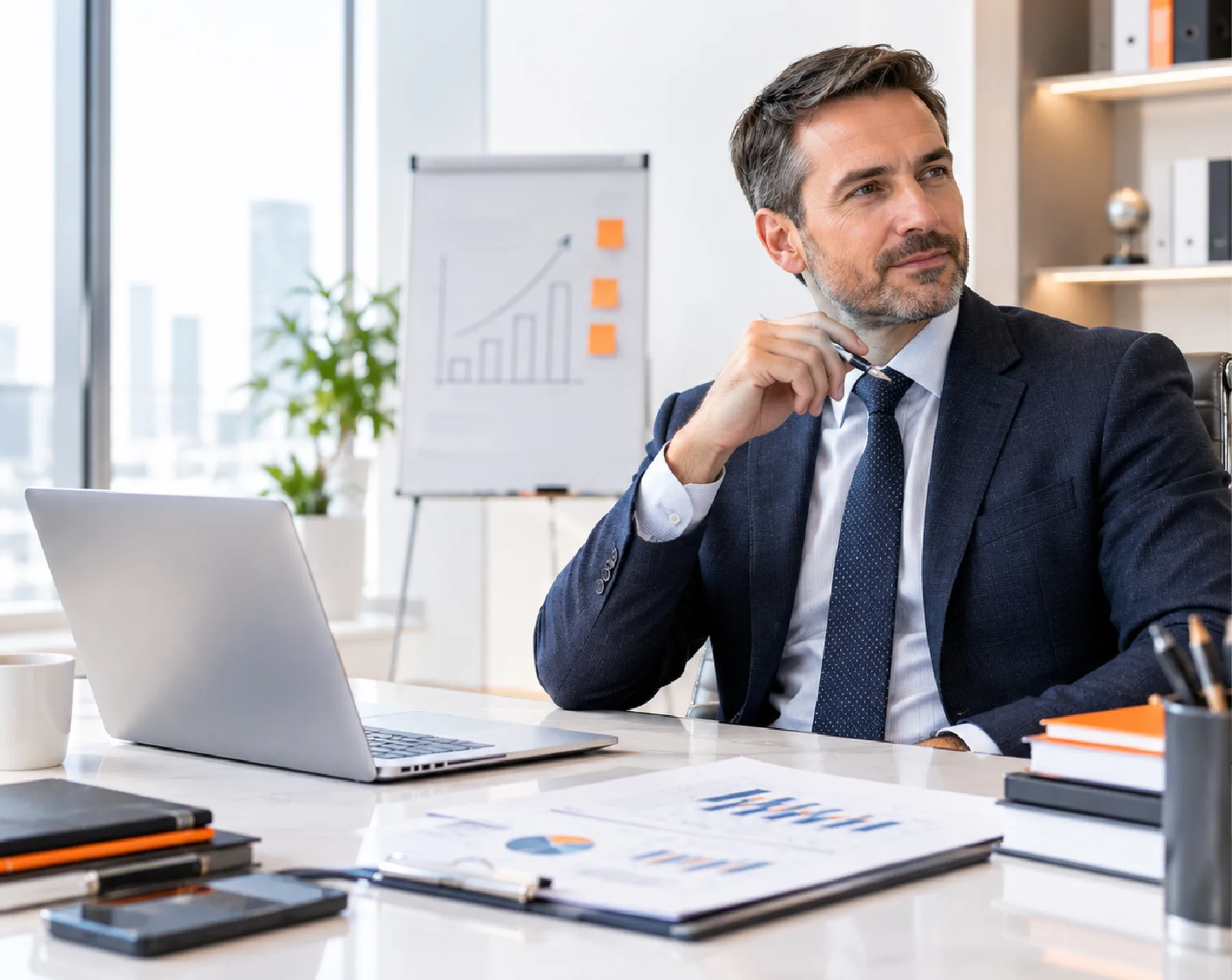 Established company management reviewing costs and organisational efficiency